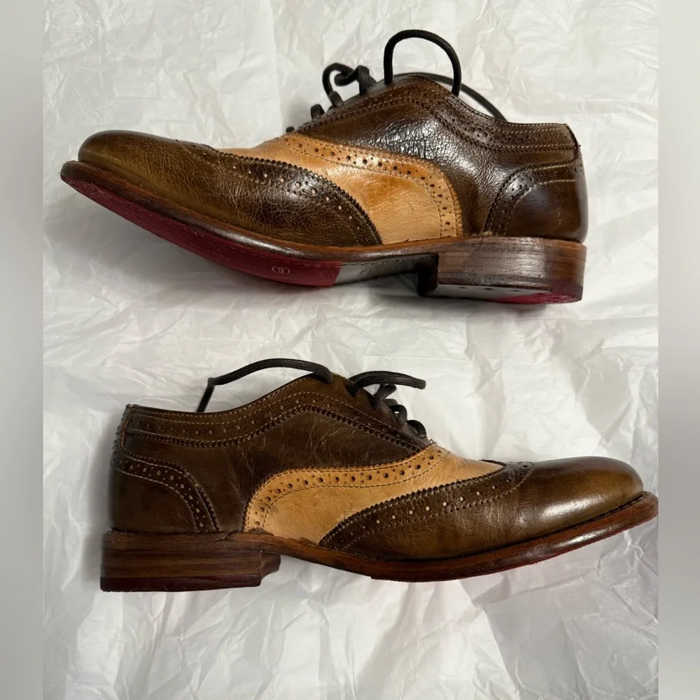 BED|STU Two-Tone Brown and Tan Oxfords - Picture 3 of 7